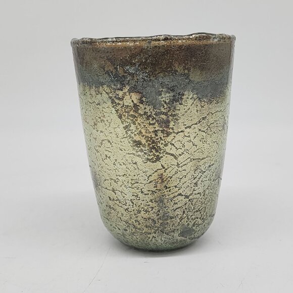 Handmade Rustic Glass Tea Light Holder Textured Glaze Finish Artistic Decor - Picture 6 of 8